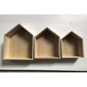 Set di 4 confezioni 3 Mensole Casetta 26,5x10x35 Naturale