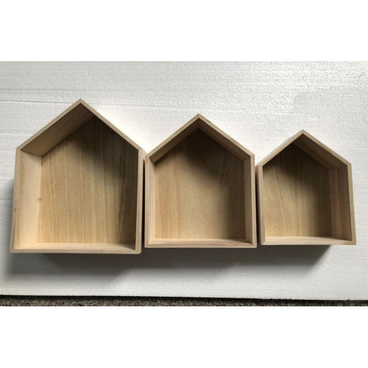 Set di 4 confezioni 3 Mensole Casetta 26,5x10x35 Naturale