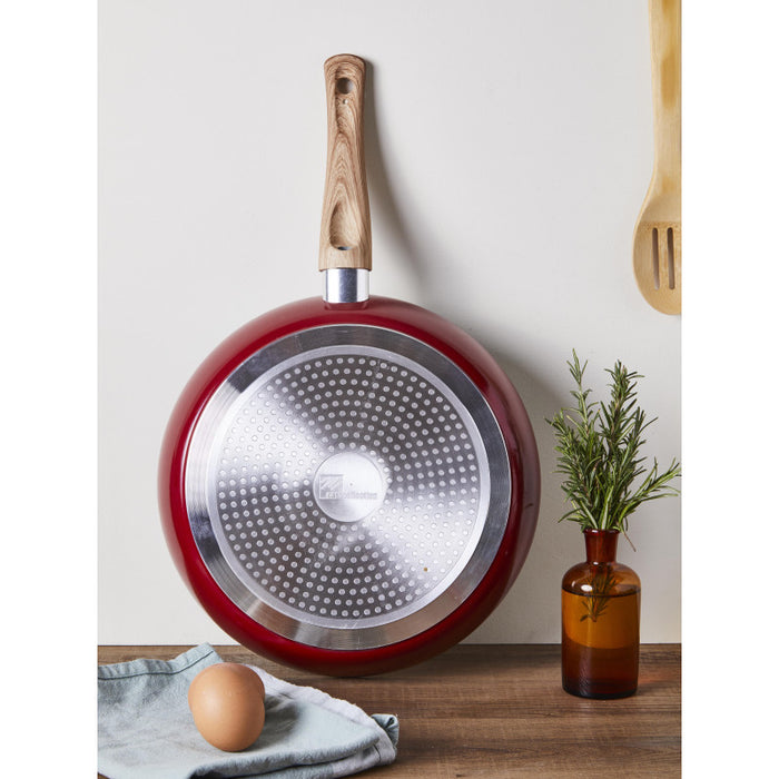 Set di 4 confezioni 3 Padelle 20/24/28 Ortles Alluminio Forgiato Manico Soft Touch Effetto Legno