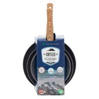 Set di 4 confezioni 3 Padelle 20/24/28 Ortles Alluminio Forgiato Manico Soft Touch Effetto Legno