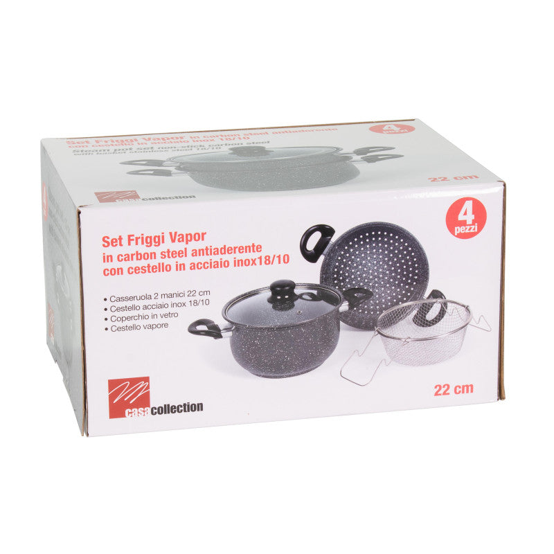 Set di 4 confezioni Friggi Vapo 4pezzi Grigio Marmoriz