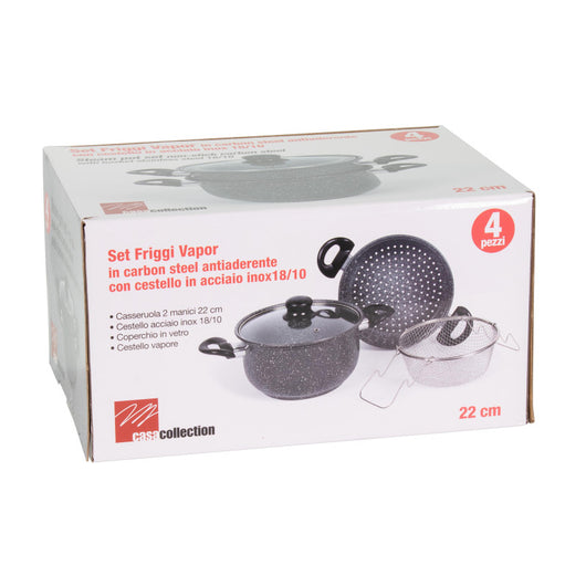 Set di 4 confezioni Friggi Vapo 4pezzi Grigio Marmoriz