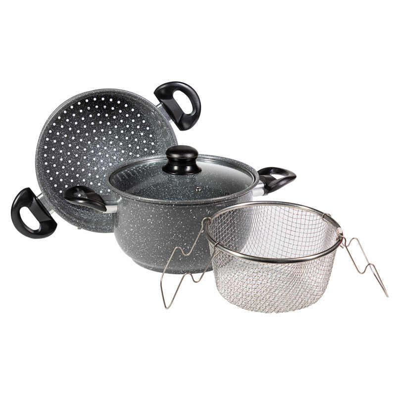 Set di 4 confezioni Friggi Vapo 4pezzi Grigio Marmoriz