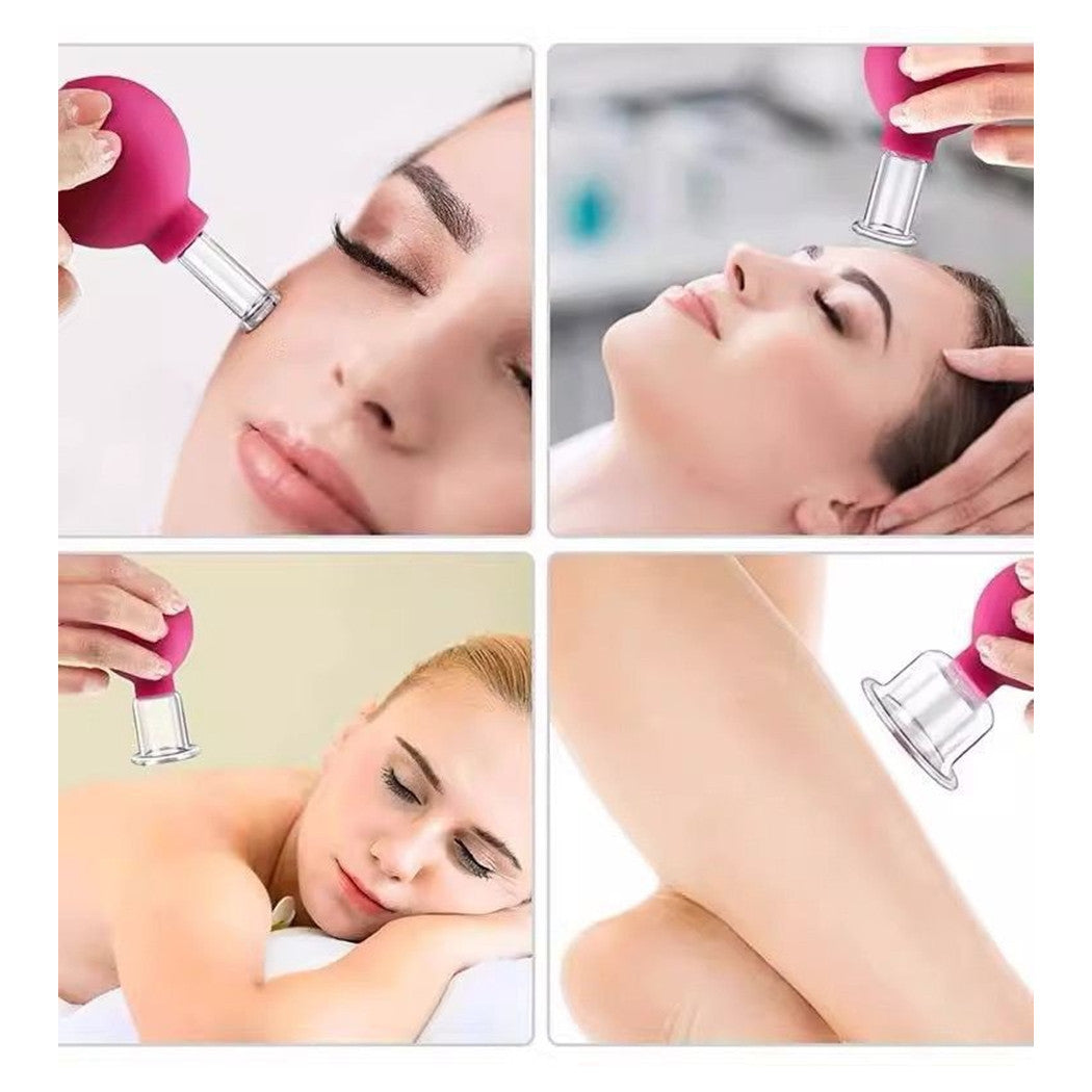 Set Di 4 Coppette Per Massaggio Facciale Sfera In Silicone Massaggiatore Schiena