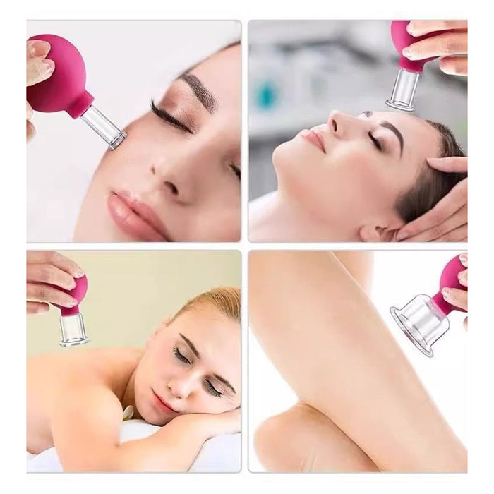 Set Di 4 Coppette Per Massaggio Facciale Sfera In Silicone Massaggiatore Schiena