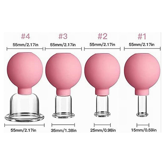 Set Di 4 Coppette Per Massaggio Facciale Sfera In Silicone Massaggiatore Schiena