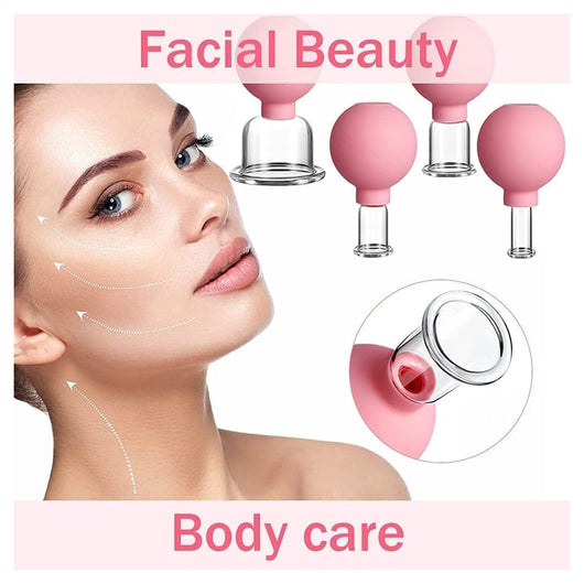 Set Di 4 Coppette Per Massaggio Facciale Sfera In Silicone Massaggiatore Schiena