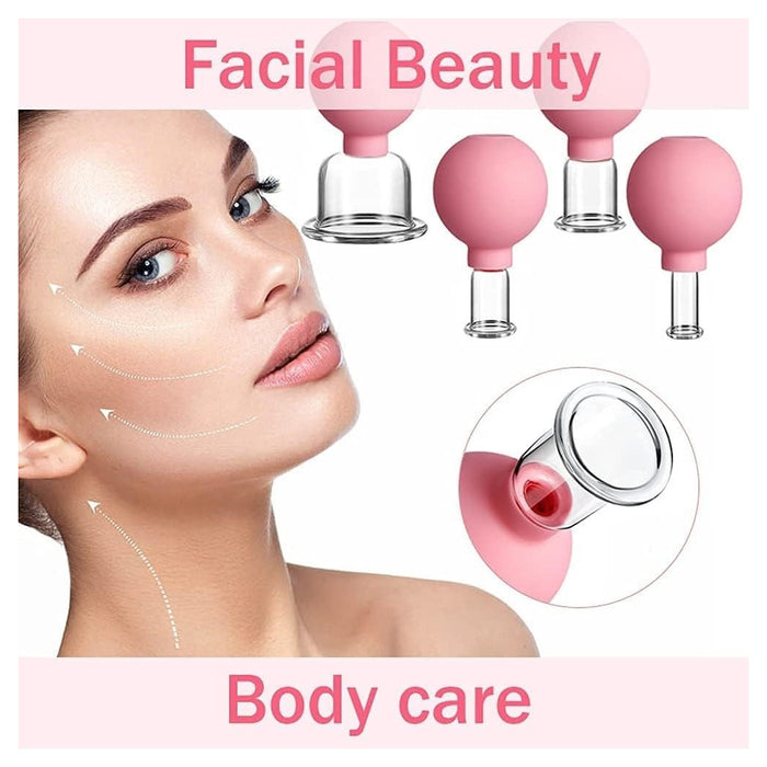 Set Di 4 Coppette Per Massaggio Facciale Sfera In Silicone Massaggiatore Schiena