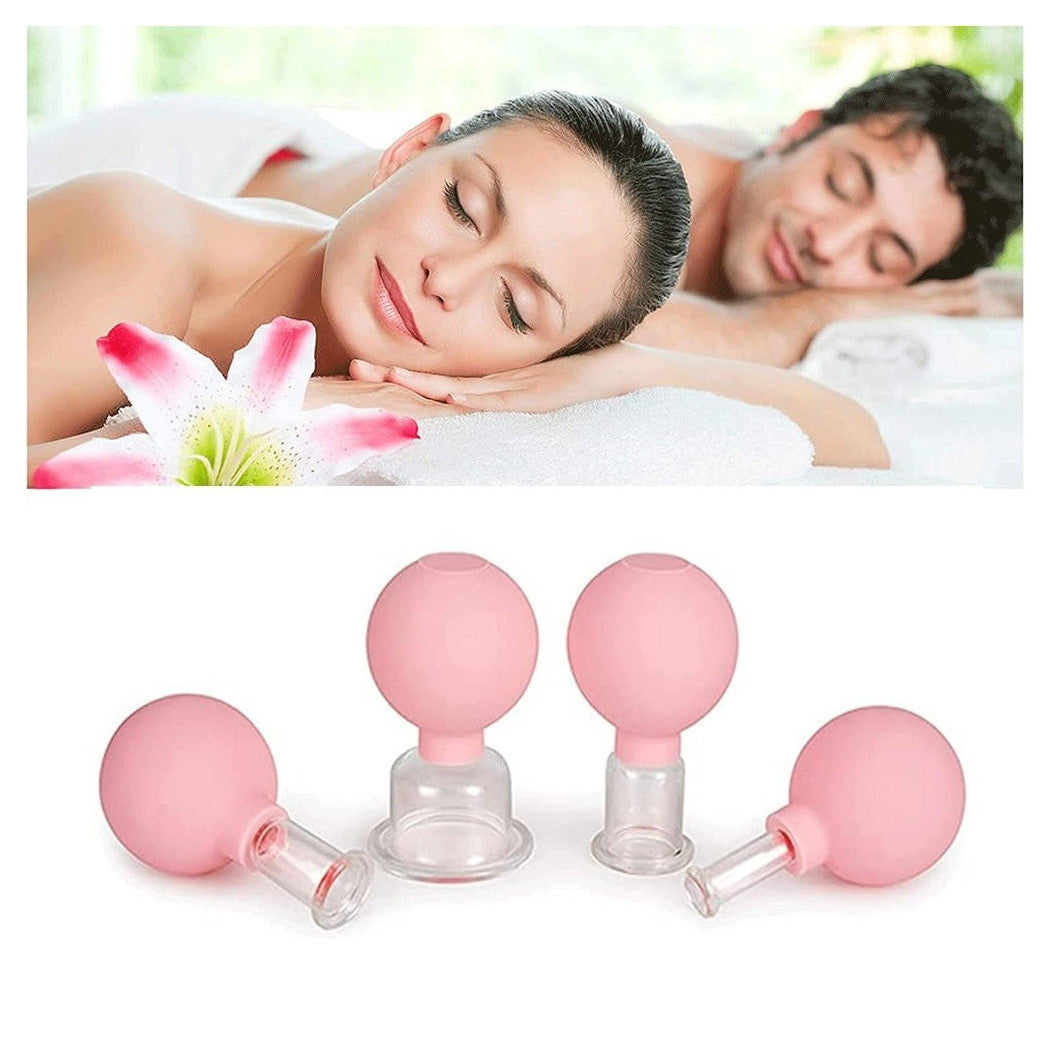 Set Di 4 Coppette Per Massaggio Facciale Sfera In Silicone Massaggiatore Schiena