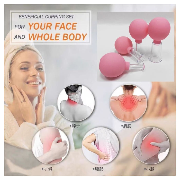 Set Di 4 Coppette Per Massaggio Facciale Sfera In Silicone Massaggiatore Schiena