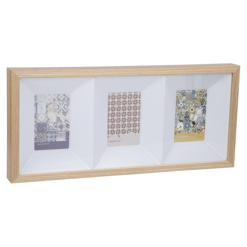 Set di 4 Cornici Portafoto Jill 3 Posti 10x15 Naturale