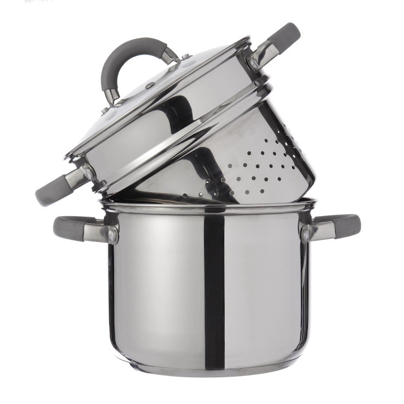 Set di 4 Cuociscola 3 Pezzi Cm 20 Inox Manici In Silicone