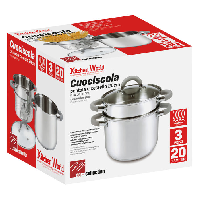Set di 4 Cuociscola 3 Pezzi Cm 20 Inox Manici In Silicone