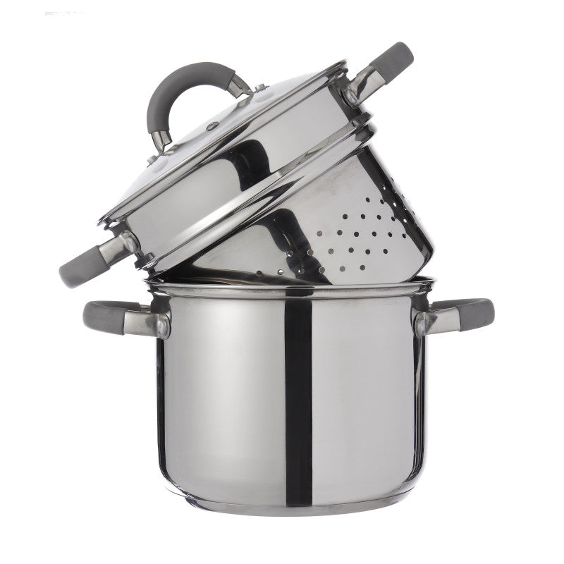 Set di 4 Cuociscola 3pz Ø 24 In Set S18/10 Con Protezioni In Silicone