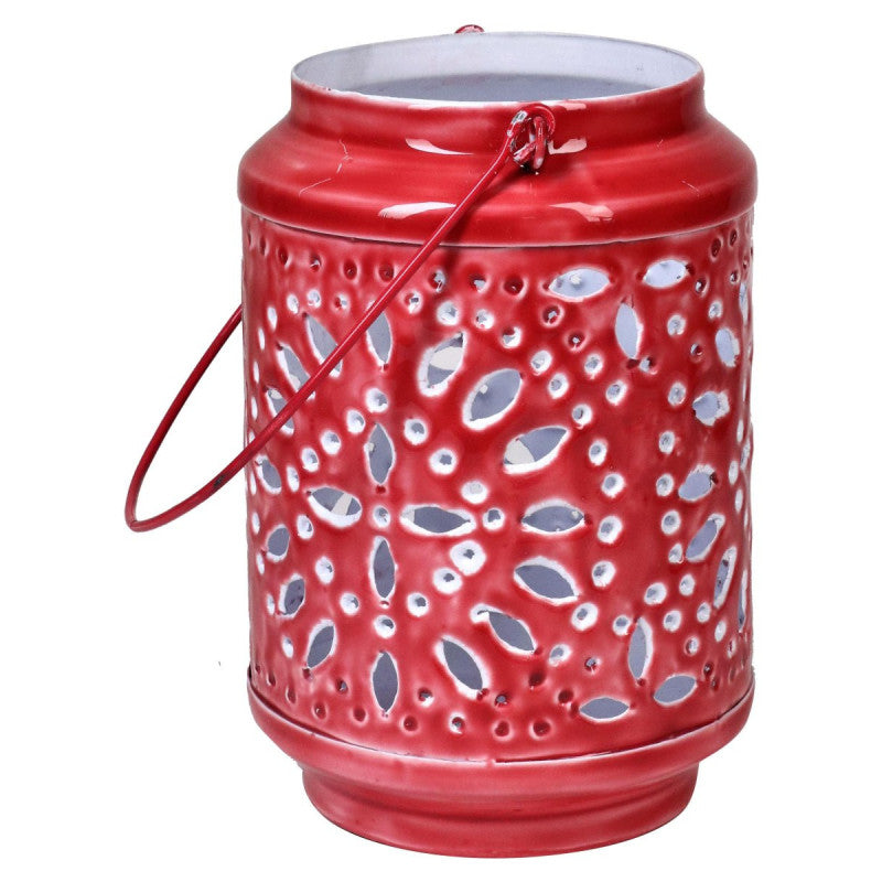 Set di 4 Lanterne Glazed Rosso 13,5*13,5*21-31238