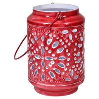 Set di 4 Lanterne Glazed Rosso 13,5*13,5*21-31238
