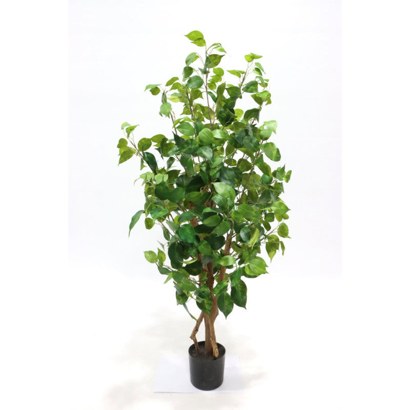 Set di 4 Piante Ficus Sintetica Real Touch H110cm Verde In Vaso Plastica