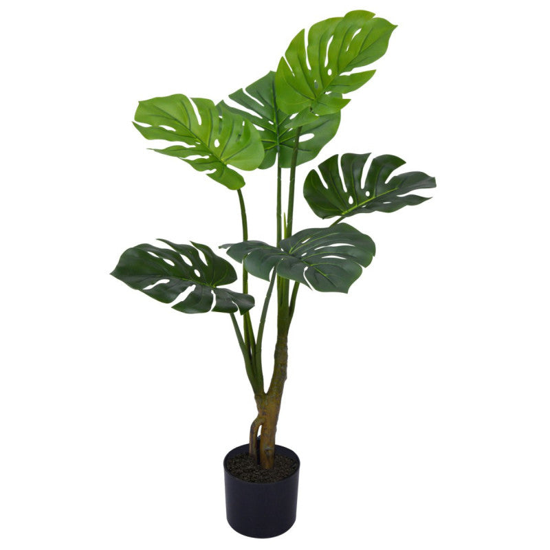 Set di 4 Piante Sintetica Monstera Real Touch H90cm Verde In Vaso Plastica