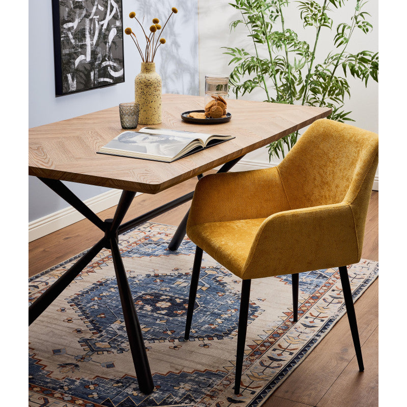 Set di 4 Poltrone Shirley In Tessuto Ocra