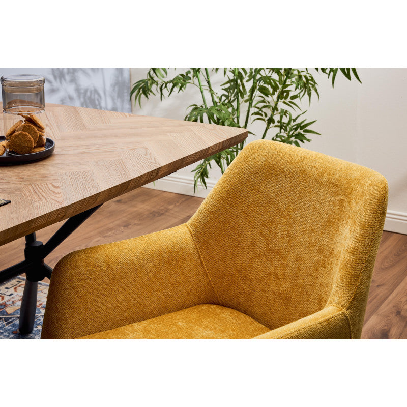 Set di 4 Poltrone Shirley In Tessuto Ocra