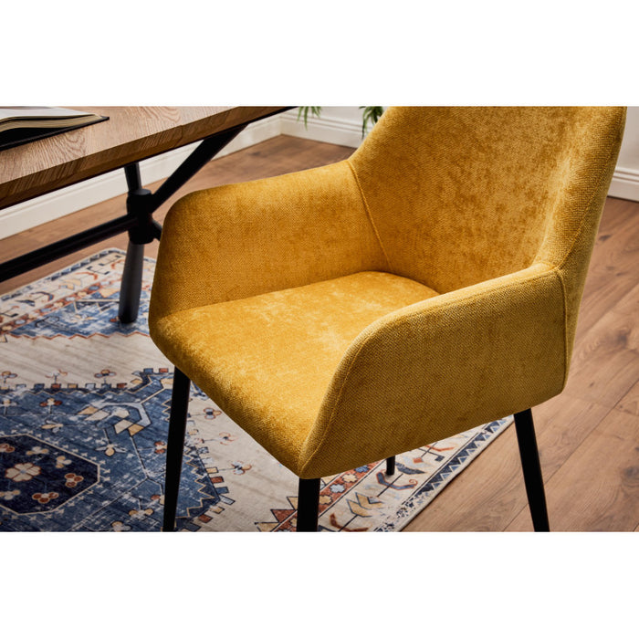 Set di 4 Poltrone Shirley In Tessuto Ocra