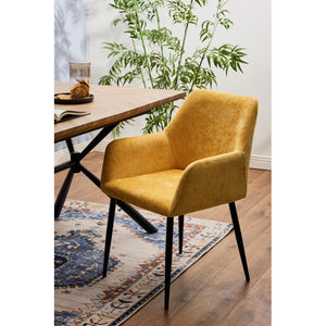 Set di 4 Poltrone Shirley In Tessuto Ocra