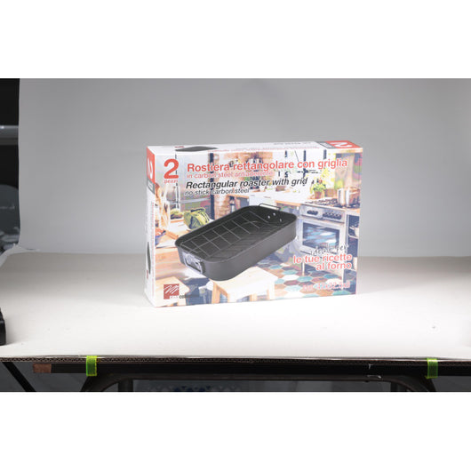 Set di 4 Rostiere Con Griglia 41x30x8,3 Cm Carbon Steel