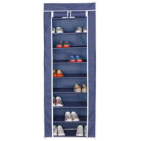 Set di 4 Scarpiere Armadio In Tnt 9 Ripiani Con Struttura Metallo 61x30x160cm Blu