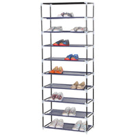 Set di 4 Scarpiere Armadio In Tnt 9 Ripiani Con Struttura Metallo 61x30x160cm Blu