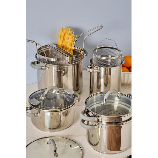 Set di 4 Scolatutto Cm 24 In Set S 18/10 Con Protezioni In Silicone