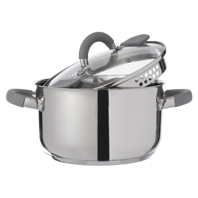 Set di 4 Scolatutto Cm 24 In Set S 18/10 Con Protezioni In Silicone