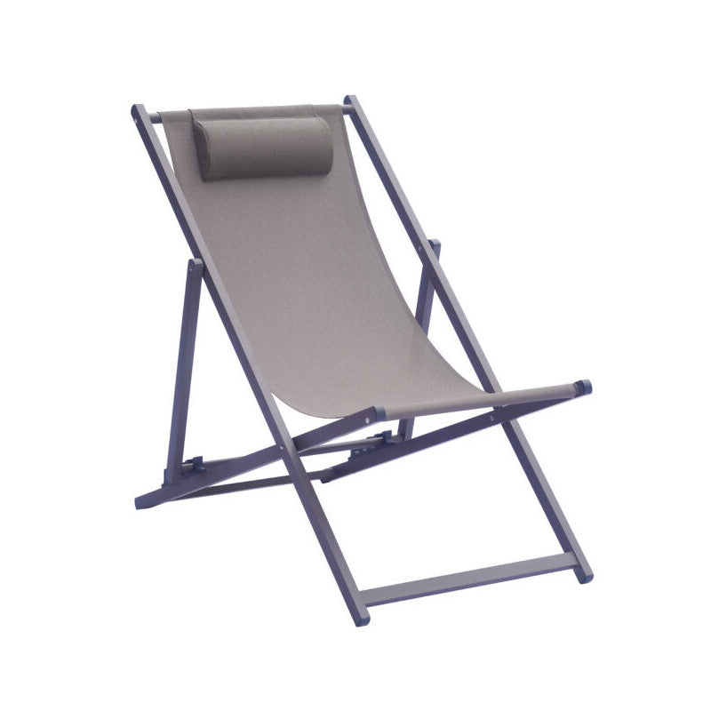 Set Di 4 Sdrai Mare Alluminio Bianco Sandy/Text Tortora Moia