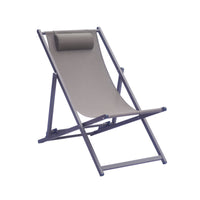 Set Di 4 Sdrai Mare Alluminio Bianco Sandy/Text Tortora Moia