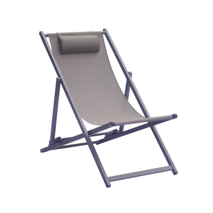 Set Di 4 Sdrai Mare Alluminio Bianco Sandy/Text Tortora Moia