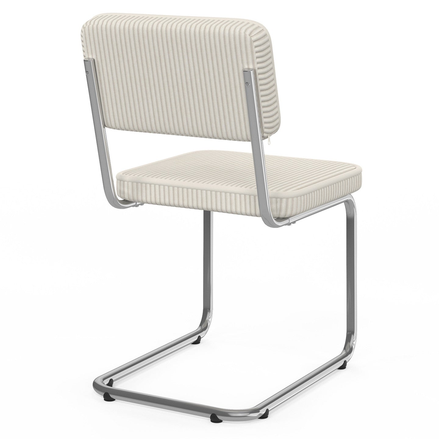 IDMarket - Set di 4 sedie a sbalzo NAHE in velluto a coste beige con gambe in metallo