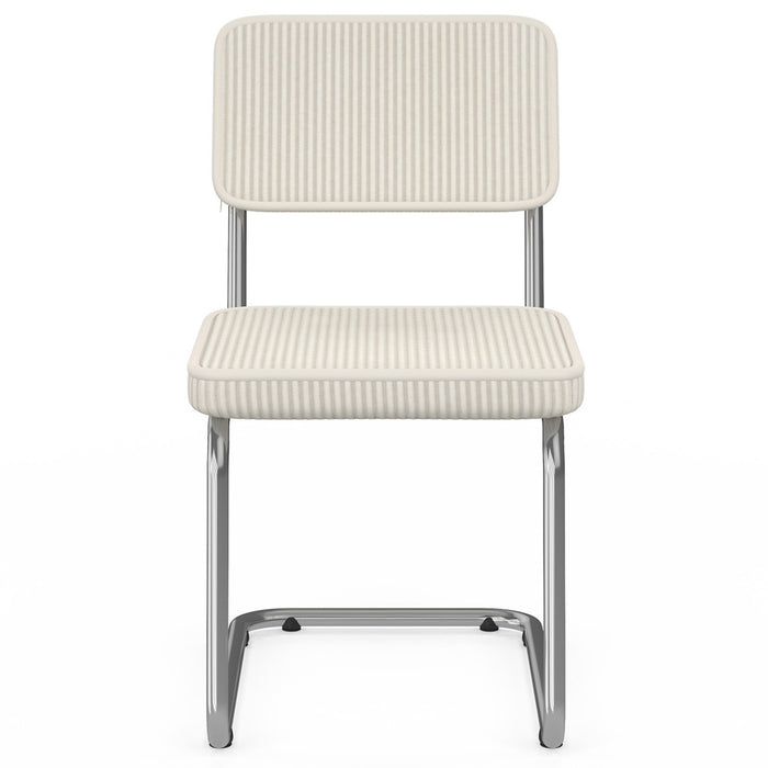 IDMarket - Set di 4 sedie a sbalzo NAHE in velluto a coste beige con gambe in metallo