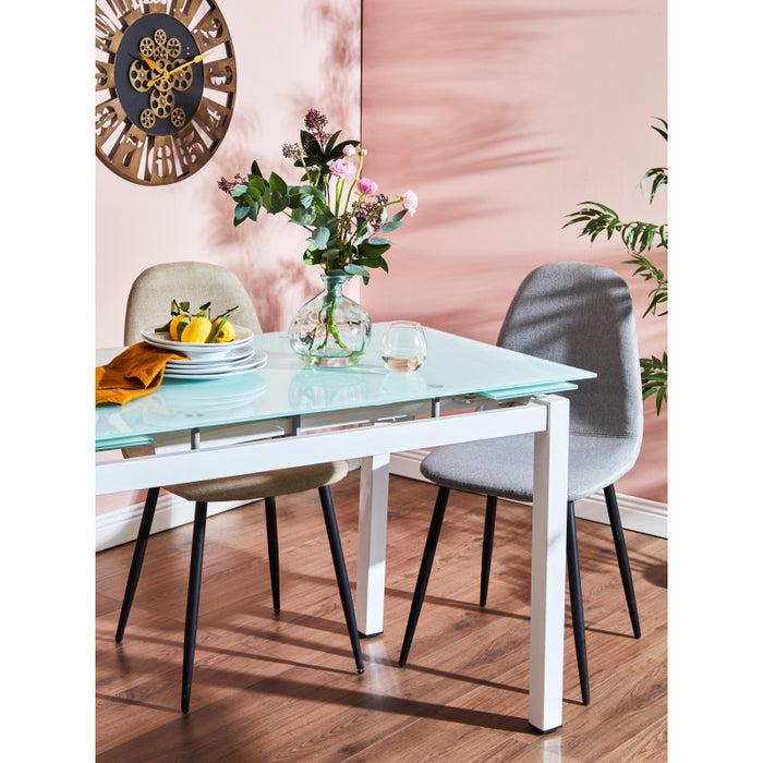 Set di 4 Sedie Alida In Tessuto Beige + Gambe Nere