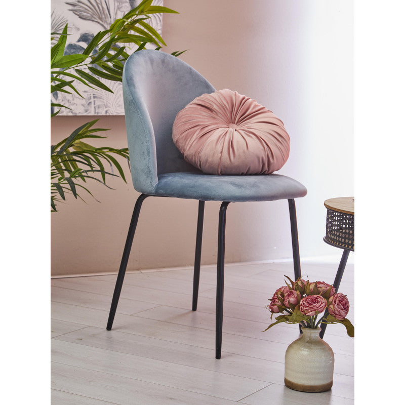 Set di 4 Sedie Bonnie Blu Avio Velluto 45x55x82