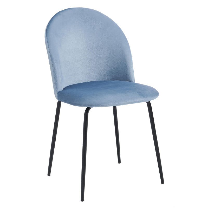 Set di 4 Sedie Bonnie Blu Avio Velluto 45x55x82
