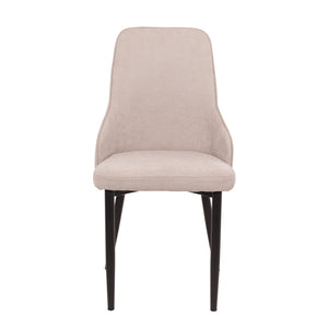 Set di 4 Sedie Chantal In Tessuto Beige E Gambe Nere Opaco