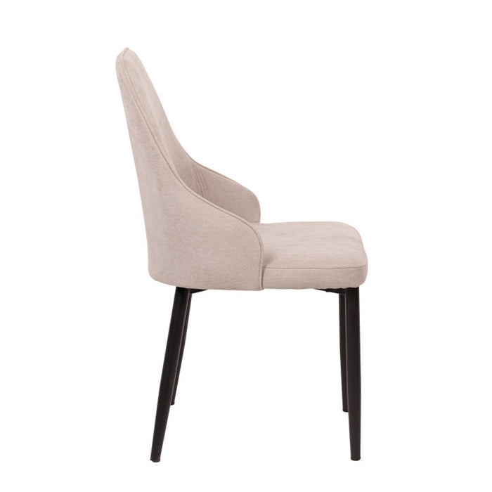 Set di 4 Sedie Chantal In Tessuto Beige E Gambe Nere Opaco