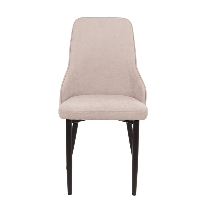 Set di 4 Sedie Chantal In Tessuto Beige E Gambe Nere Opaco