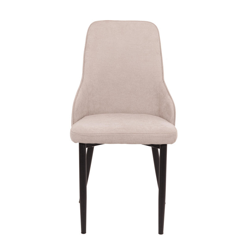 Set di 4 Sedie Chantal In Tessuto Beige E Gambe Nere Opaco