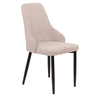 Set di 4 Sedie Chantal In Tessuto Beige E Gambe Nere Opaco