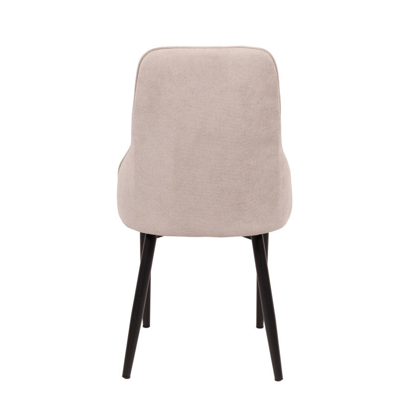 Set di 4 Sedie Chantal In Tessuto Beige E Gambe Nere Opaco