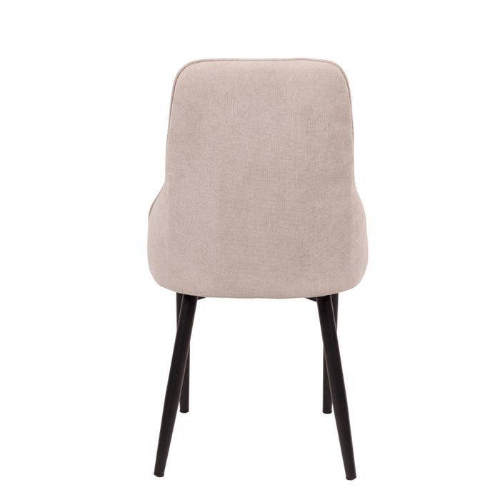 Set di 4 Sedie Chantal In Tessuto Beige E Gambe Nere Opaco