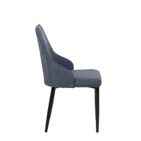 Set di 4 Sedie Chantal In Tessuto Blu Avio E Gambe Nero Opaco