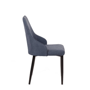 Set di 4 Sedie Chantal In Tessuto Blu Avio E Gambe Nero Opaco