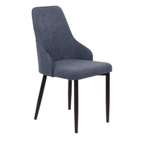 Set di 4 Sedie Chantal In Tessuto Blu Avio E Gambe Nero Opaco
