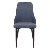 Set di 4 Sedie Chantal In Tessuto Blu Avio E Gambe Nero Opaco